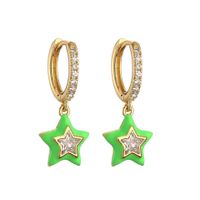 1 Pair Sweet Star Enamel Inlay Copper Zircon Earrings sku image 4