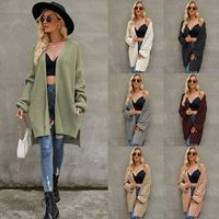 Women's Sweater Coat Long Sleeve Sweaters & Cardigans Pocket Casual Streetwear Solid Color main image 1