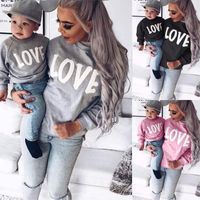 Père Et Fils Décontractée Mignon Lettre Impression Sweat À Capuche Famille Des Vêtements Assortis main image 6