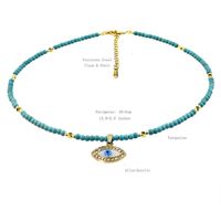 Retro Round Devil's Eye Zircon Turquoise Crystal Copper Wholesale Necklace sku image 2