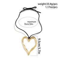 Retro Cool Style Round Square Heart Shape Alloy Leather Rope Metal Hollow Out Women's Pendant Necklace sku image 4