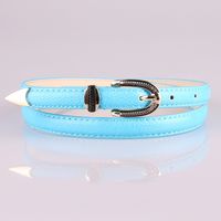 Casual Solid Color Pu Leather Alloy Metal Button Belt sku image 7