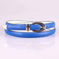 Casual Solid Color Pu Leather Alloy Metal Button Belt sku image 6