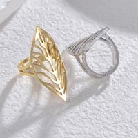 304 Stainless Steel 14K Gold Plated Casual Simple Style Plating Hollow Out Leaves Open Rings main image 1