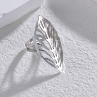 304 Stainless Steel 14K Gold Plated Casual Simple Style Plating Hollow Out Leaves Open Rings main image 7