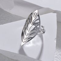 304 Stainless Steel 14K Gold Plated Casual Simple Style Plating Hollow Out Leaves Open Rings main image 5