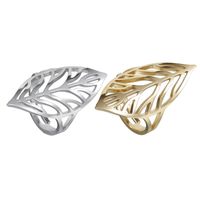 304 Stainless Steel 14K Gold Plated Casual Simple Style Plating Hollow Out Leaves Open Rings main image 3