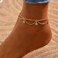 Fitness Flower Copper Patchwork 18k Gold Plated Women's Anklet main image 1