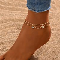 Fitness Flower Copper Patchwork 18k Gold Plated Women's Anklet main image 2