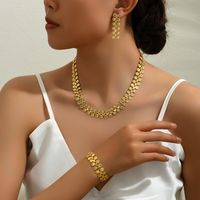 Retro Exaggerated Daisy Copper 18k Gold Plated Jewelry Set In Bulk main image 5