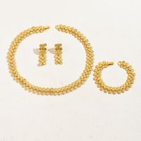 Retro Exaggerated Daisy Copper 18k Gold Plated Jewelry Set In Bulk sku image 1
