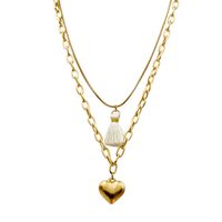 304 Stainless Steel Simple Style Classic Style Plating Heart Shape Fabric Necklace main image 2