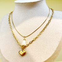 304 Stainless Steel Simple Style Classic Style Plating Heart Shape Fabric Necklace main image 1