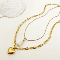 304 Stainless Steel Simple Style Classic Style Plating Heart Shape Fabric Necklace main image 4