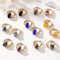 1 Pair Vintage Style Simple Style Round Patchwork Alloy Resin Earrings main image 1