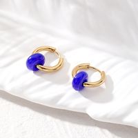1 Pair Vintage Style Simple Style Round Patchwork Alloy Resin Earrings sku image 1
