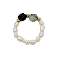 Elegant Simple Style Round Pearl Beads Natural Stone Freshwater Pearl Haematite Wholesale Rings main image 2