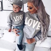 Père Et Fils Décontractée Mignon Lettre Impression Sweat À Capuche Famille Des Vêtements Assortis main image 2