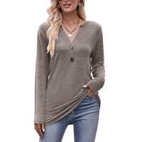 Women's T-shirt Long Sleeve T-shirts Button Casual Solid Color main image 2