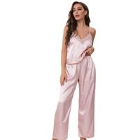 Women's Sexy Solid Color Imitated Silk Polyester Pants Sets main image 3