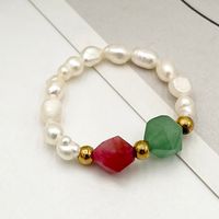 Elegant Simple Style Round Pearl Beads Natural Stone Freshwater Pearl Haematite Wholesale Rings sku image 3