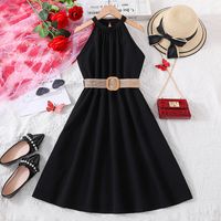 Princess Solid Color 100 Polyester Girls Dresses main image 1