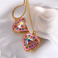 Cute Heart Shape Copper Plating Inlay Zircon 18k Gold Plated Pendant Necklace main image 1