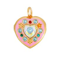 Cute Heart Shape Copper Plating Inlay Zircon 18k Gold Plated Pendant Necklace main image 3