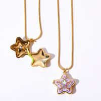 Cute Heart Shape Copper Plating Inlay Zircon 18k Gold Plated Pendant Necklace sku image 4