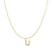 Simple Style Letter Copper Zircon Pendant Necklace In Bulk sku image 21