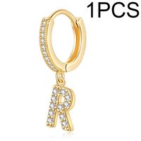 1 Piece Lady Letter Inlay Stainless Steel Zircon Earrings sku image 18