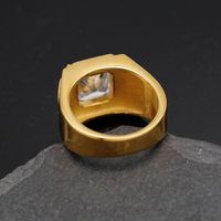 Glam Square Stainless Steel Inlay Artificial Gemstones Men's Rings main image 4