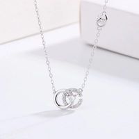 Elegant Double Ring Sterling Silver Zircon Pendant Necklace In Bulk main image 3