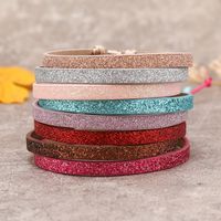 Wholesale Jewelry Bohemian Solid Color Pu Leather Rope Sequins Handmade Bracelets main image 1