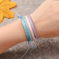 Wholesale Jewelry Bohemian Solid Color Pu Leather Rope Sequins Handmade Bracelets main image 2