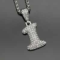 Basic Number Stainless Steel Plating Inlay Artificial Diamond Charms Necklace sku image 8