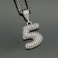 Basic Number Stainless Steel Plating Inlay Artificial Diamond Charms Necklace sku image 12