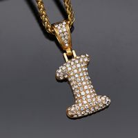 Basic Number Stainless Steel Plating Inlay Artificial Diamond Charms Necklace main image 2