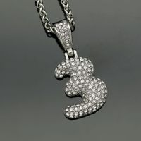 Basic Number Stainless Steel Plating Inlay Artificial Diamond Charms Necklace sku image 10