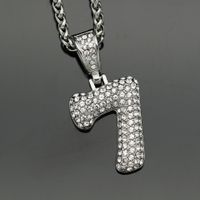 Básico Número Acero Inoxidable Enchapado Embutido Diamante Artificial Encantos Collar sku image 14