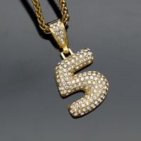 Basic Number Stainless Steel Plating Inlay Artificial Diamond Charms Necklace sku image 22