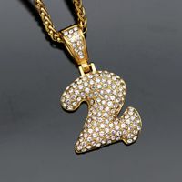 Basic Number Stainless Steel Plating Inlay Artificial Diamond Charms Necklace sku image 19