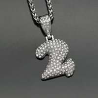Basic Number Stainless Steel Plating Inlay Artificial Diamond Charms Necklace sku image 9