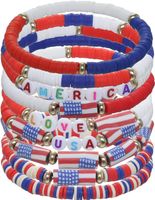 Großhandel Schmuck Ethnischer Stil Brief Amerikanische Flagge Weichen Lehm Armbänder main image 1