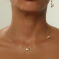 Retro Schmuck Kupfer Überzug Inlay Künstliche Edelsteine Künstliche Perlen Halskette main image 3
