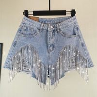 Women's Party Street Sexy Solid Color Shorts Tassel Jeans main image 1