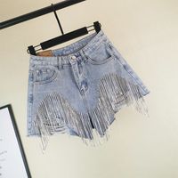 Women's Party Street Sexy Solid Color Shorts Tassel Jeans main image 5