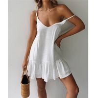 Women's Strap Dress Sexy V Neck Sleeveless Solid Color Short Mini Dress Home Daily main image 3