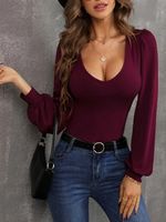 Women's Knitwear Long Sleeve Blouses Casual Solid Color sku image 6