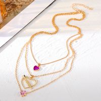 French Style Heart Shape Artificial Gemstones Alloy Wholesale Layered Necklaces main image 4